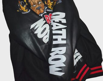 Death Row Records Oversized Men's Varsity Jacket Red Letterman