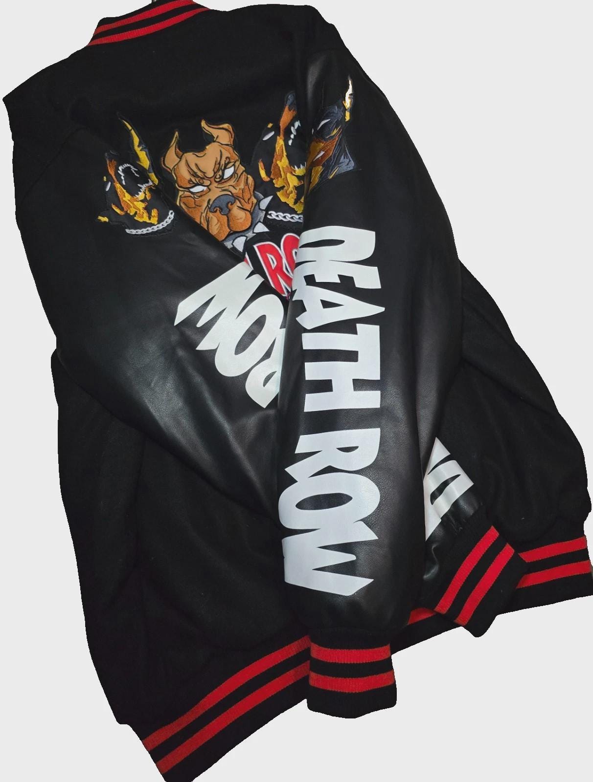 Death Row Records Oversized Men's Varsity Jacket Red Letterman