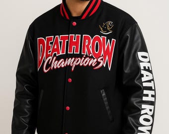 Death Row Records Oversized Men's Varsity Jacket Red Letterman