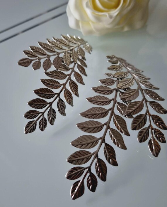 Silver Leaf Dangle Earrings: Botanical Boho State… - image 3