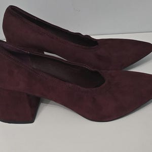 Vintage SENSO Burgundy Suede Block Heel Pumps, Size 7