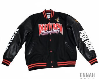 Death Row Records Oversized Men's Varsity Jacket Red Letterman