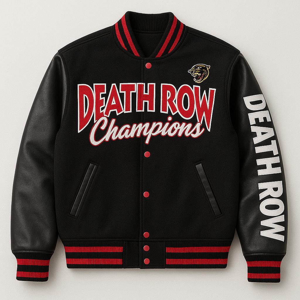 ジャケット・アウター HEADGEAR CLASSICS DEATH ROW S-JKT XL Death Row Records Oversized Men's Varsity Jacket Red Letterman