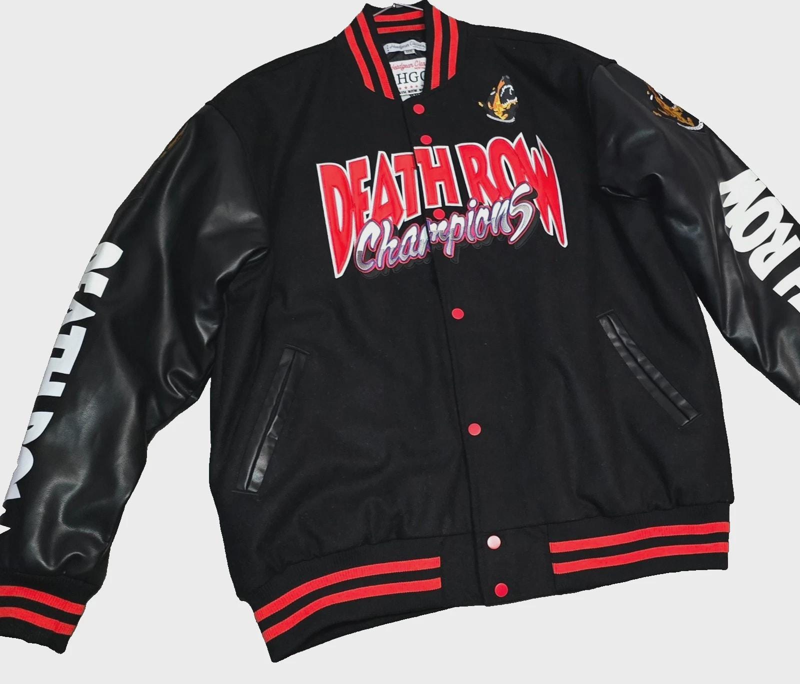 Death Row Records Oversized Men's Varsity Jacket Red Letterman