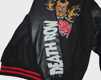 Death Row Records Oversized Men's Varsity Jacket Red Letterman