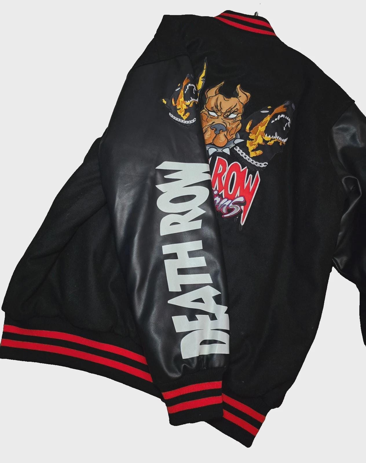 Death Row Records Oversized Men's Varsity Jacket Red Letterman