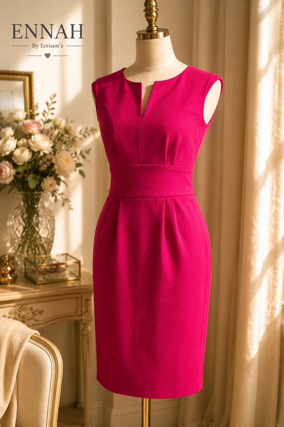 Buy Hobbs London Hot Pink Wool Pencil Dress UK 10 Fuchsia Wiggle Cocktail Occasion Dress Tailored Office Wedding Guest Dress Online in India
