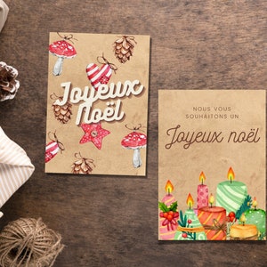 Set of 2 Folding Christmas Cards to print - A5/A6 Models (Instant PDF)