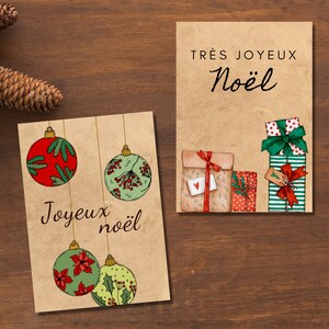 Lot de 2 Cartes de Noël Pliantes à imprimer - Modèles A5/A6 (PDF Instantanés)