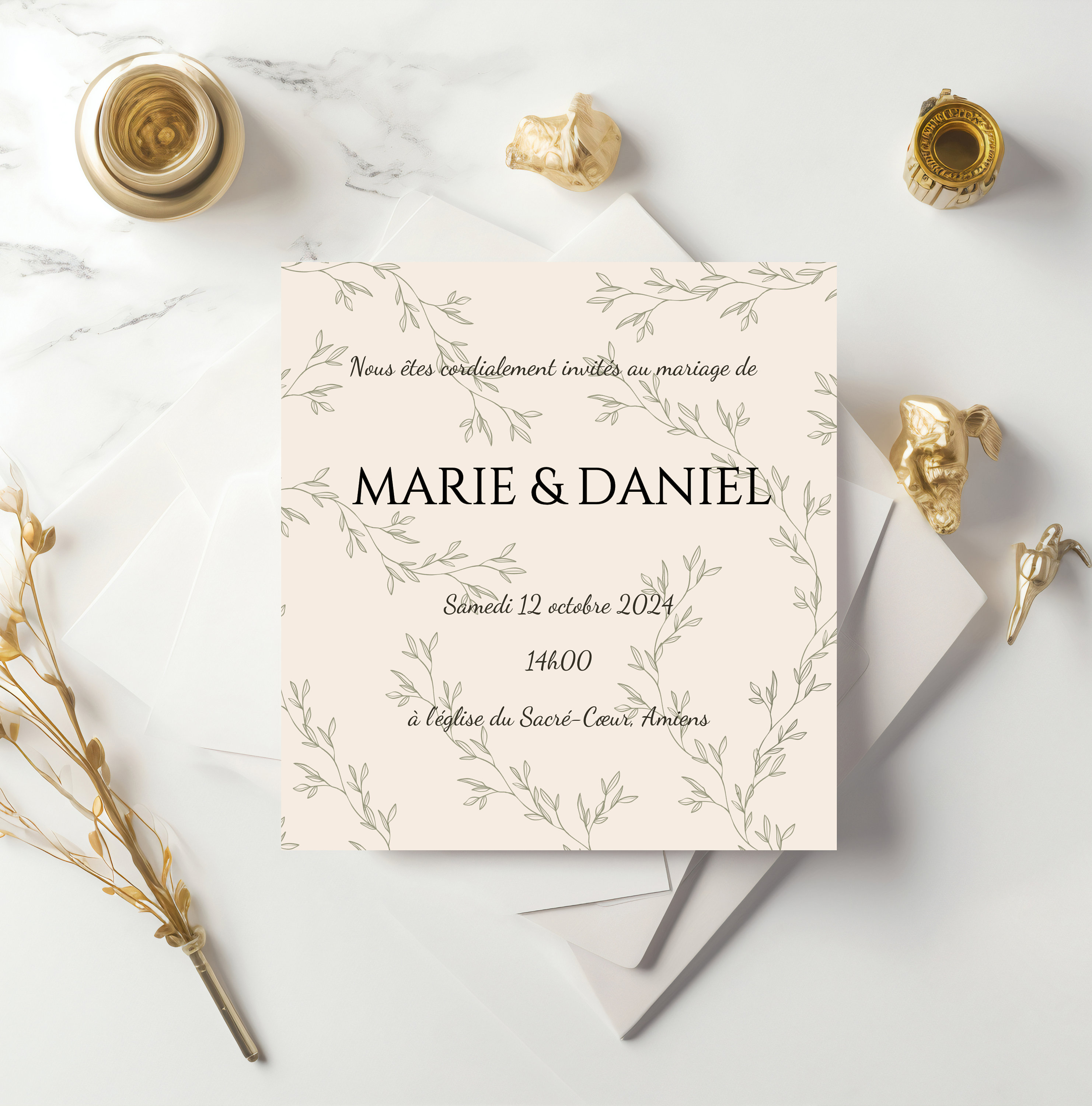 Modèle de Faire-Part de Mariage Digital Élégant et minimaliste Carte ...