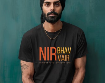 Nirbhav Nirvair T-Shirt, Punjabi Quote Shirt, Sikh Pride Tee, Gurmukhi Script Shirt, Desi Gift, Sikh Shirt