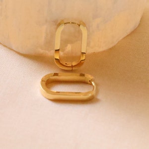 rectangle earrings, gold rectangular hoop earrings, geometric hoop earrings, minimalist everyday hoop earrings gift for her.