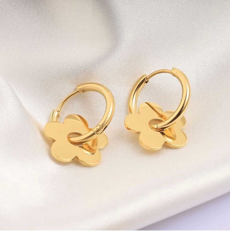 Gold Flower Hoop Earrings