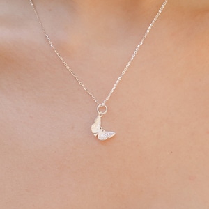 sterling silver butterfly necklace, butterfly necklace, simple necklace, minimalist necklace.