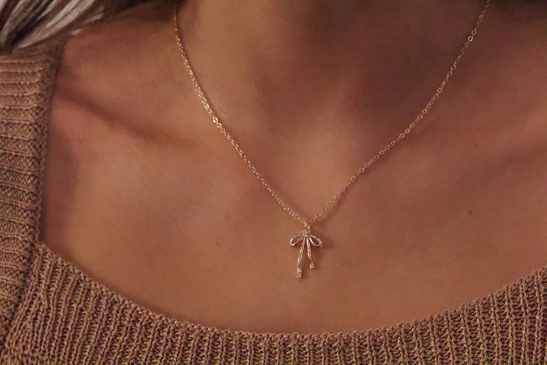 18K Gold-Plated Bow Pendant Necklace