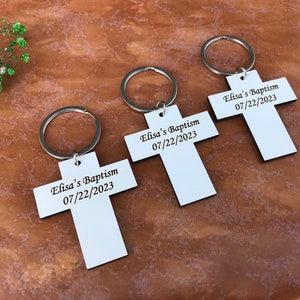 Bulk Baptism favors first communion personalized  cross custom keychain mi bautizo christening gift for guests communion favors