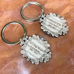 celebration of life funeral favors personalized wood keychain memorial favor service for guest in bulk, forever in our hearts funeral memory