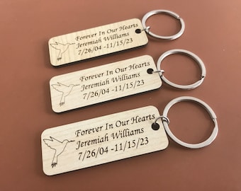 funeral favors personalized hummingbird keychain celebration of life memorial favor service for guest in bulk, forever in our hearts