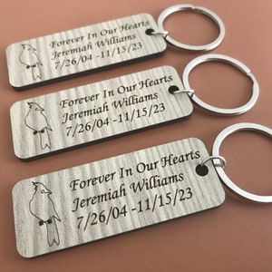 Funeral favors memorial service favor personalized cardinal keychain bulk,forever in our hearts In loving memory of Keychain,celebration lif