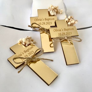 Taufgeschenke für Mädchen & Junge personalisiertes Kreuz mit Blumenmagnet Gastgeschenke zur Taufe