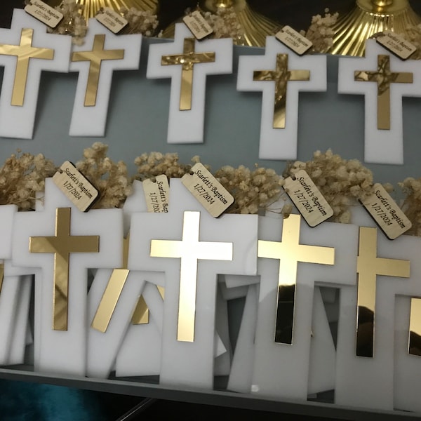 Cadeaux de baptême personnalisés aimant croix cadeaux de baptême en vrac pour garçon ou fille cadeau de baptême pour les invités première communion baptême croix faveur