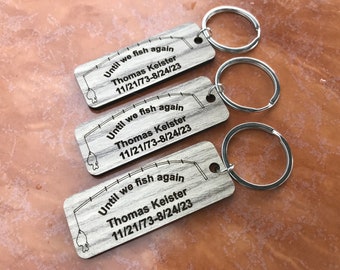 Personalized Wooden Fishing Keychain – Memorial Keepsake, Funeral Favors Gone  Fishing