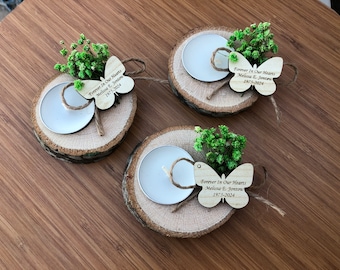 Personalized Memorial Candle Favors, Celebration of Life, Wood Tealight Holders