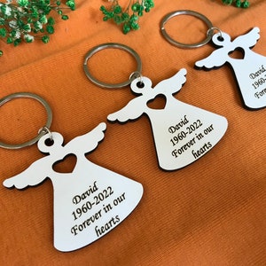 Funeral favors, celebration of life personalized Angel keychain memorial favors service for guests sympathy favors