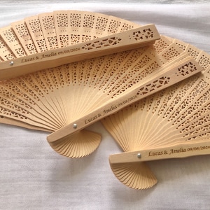 Wedding Fans Bulk Wedding Favors, Custom Hand Fan Engraved Folding Hand Fans Wood Personalized Handheld Fan For Guests Fans