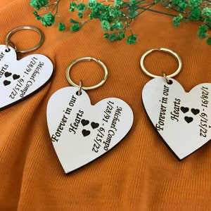 Bulk funeral favors personalized hearts keychain celebration of life memorial favors service for guest in bulk, sympathy favor