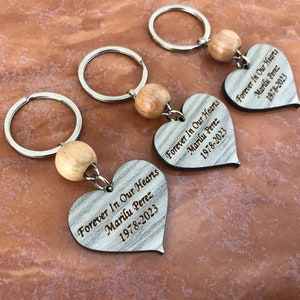 Bulk funeral favors personalized hearts keychain celebration of life memorial favors service for guest in bulk, sympathy favor
