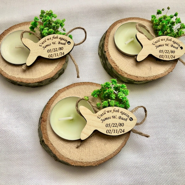 Funeral favors personalized candle fishing celebration of life memory favors for guest ,memories funeral favor,ın loving memory