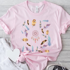 Playera atrapa sueños, Playera mística, playera plumas de aves