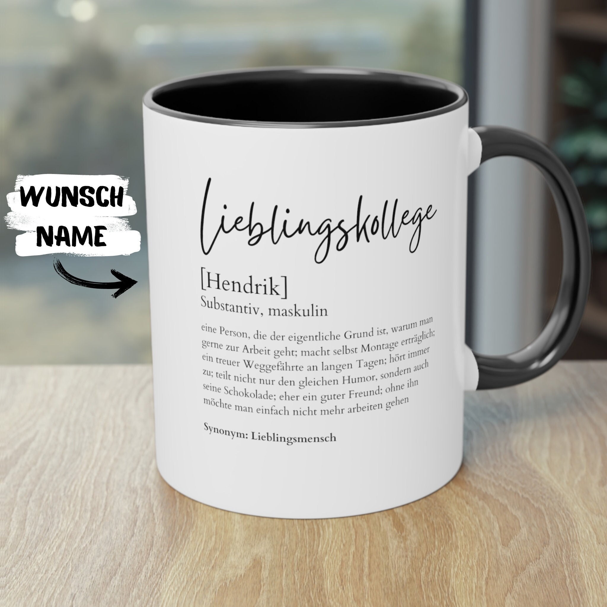 Personalisiere Deine Tasse: Kaffee-Becher 'Lieblings-Kollege' Mit Namen – Keramik-Tasse In Navy, Perfektes Geschenk