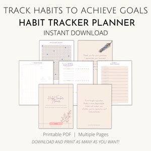 Habit Tracker Planner, Habit Tracker Printable, Habit Tracker Journal, Habit Goal Tracker, Daily Habit Tracker, Weekly Habit, Monthly Habit