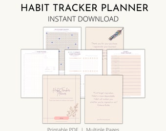 Habit Tracker Planner, Habit Tracker Printable, Habit Tracker Journal, Habit Goal Tracker, Daily Habit Tracker, Weekly Habit, Monthly Habit