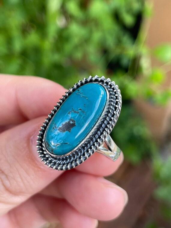 Turquoise Ring | 925 Sterling Silver Size 7 Y58 - Etsy Israel
