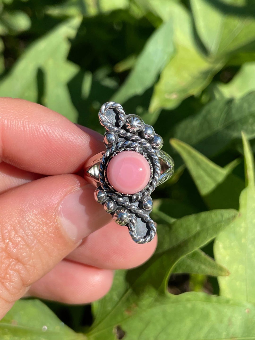 Pink Conch Rope Design Ring | 925 Sterling Silver Size 5.75 B345 - Etsy