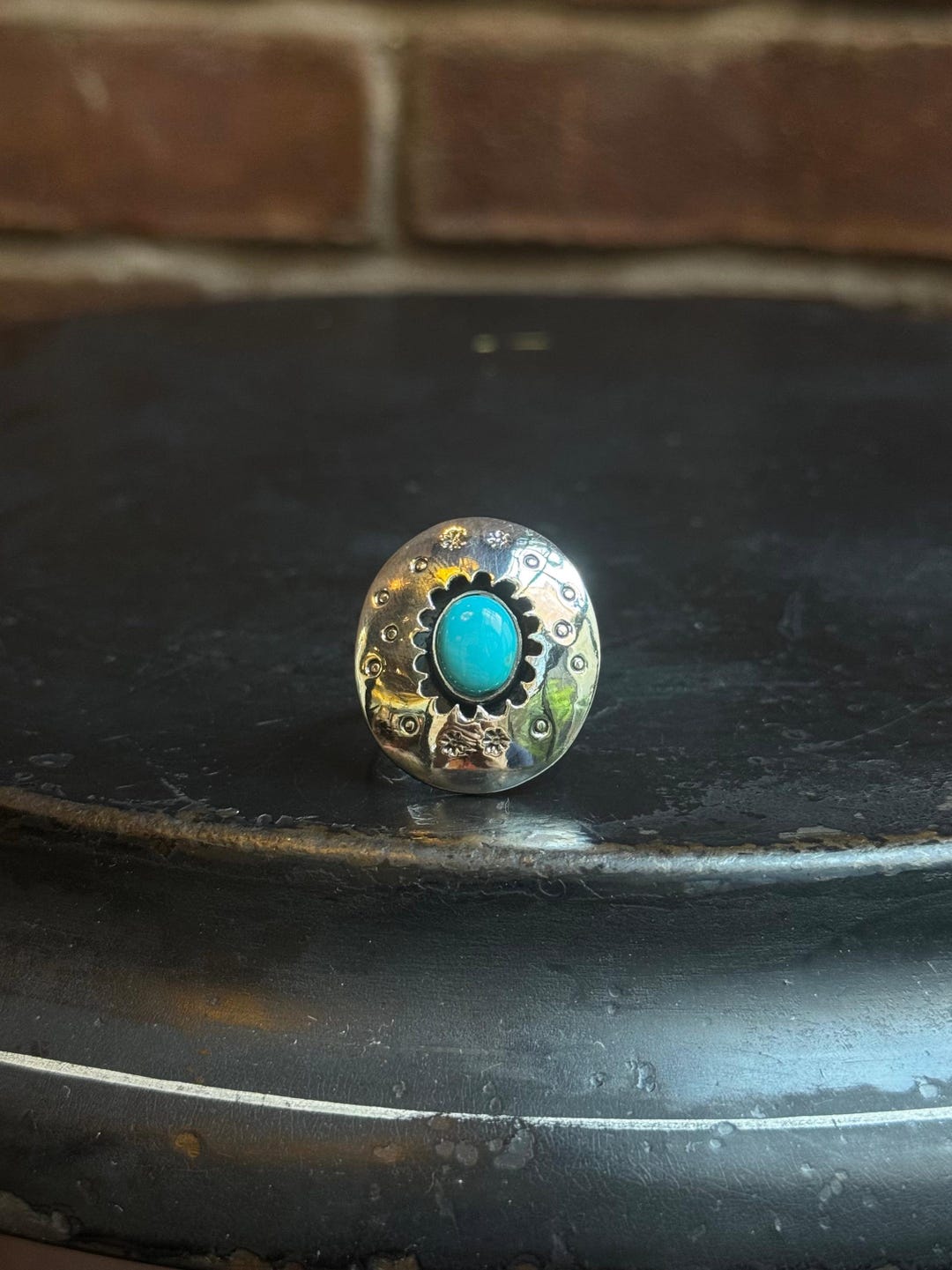 Kingman Turquoise Oval Ring | Sterling Silver | Size 9.5 | C140 - Etsy