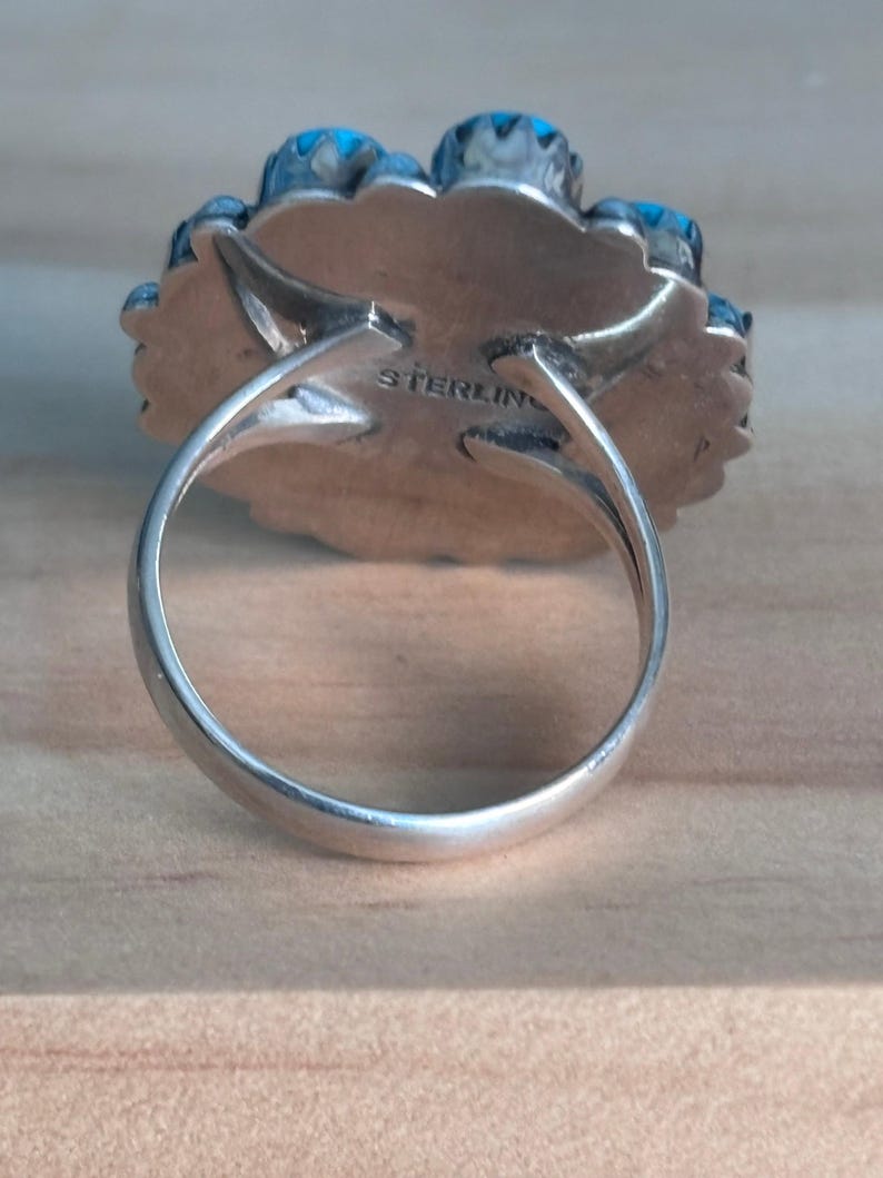 Kingman Turquoise Cluster Ring Size 9 | 925 Sterling Silver - Etsy