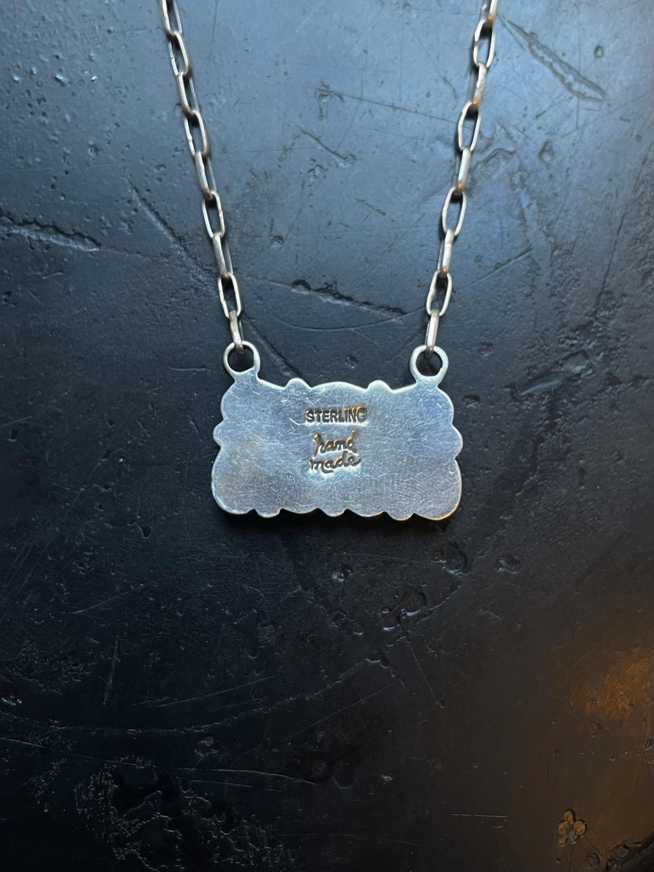 Kingman Turquoise Cluster Bar Necklace | 925 Sterling Silver E609 - Etsy