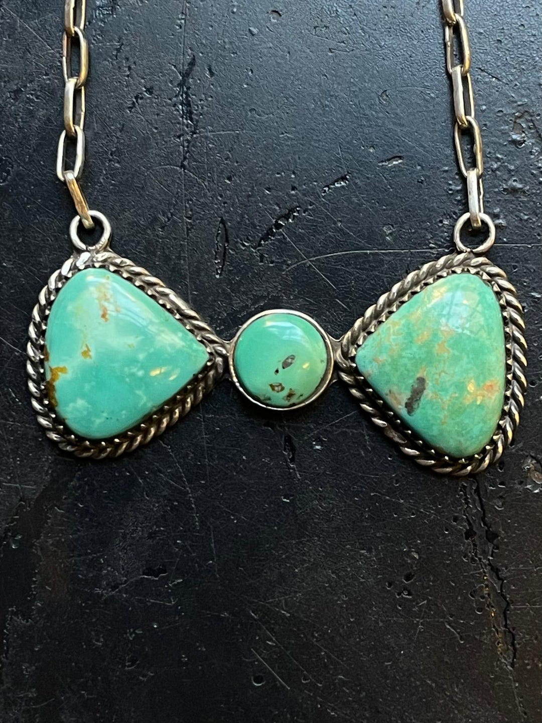 Kingman Turquoise Bar Necklace | Sterling Silver E942 - Etsy