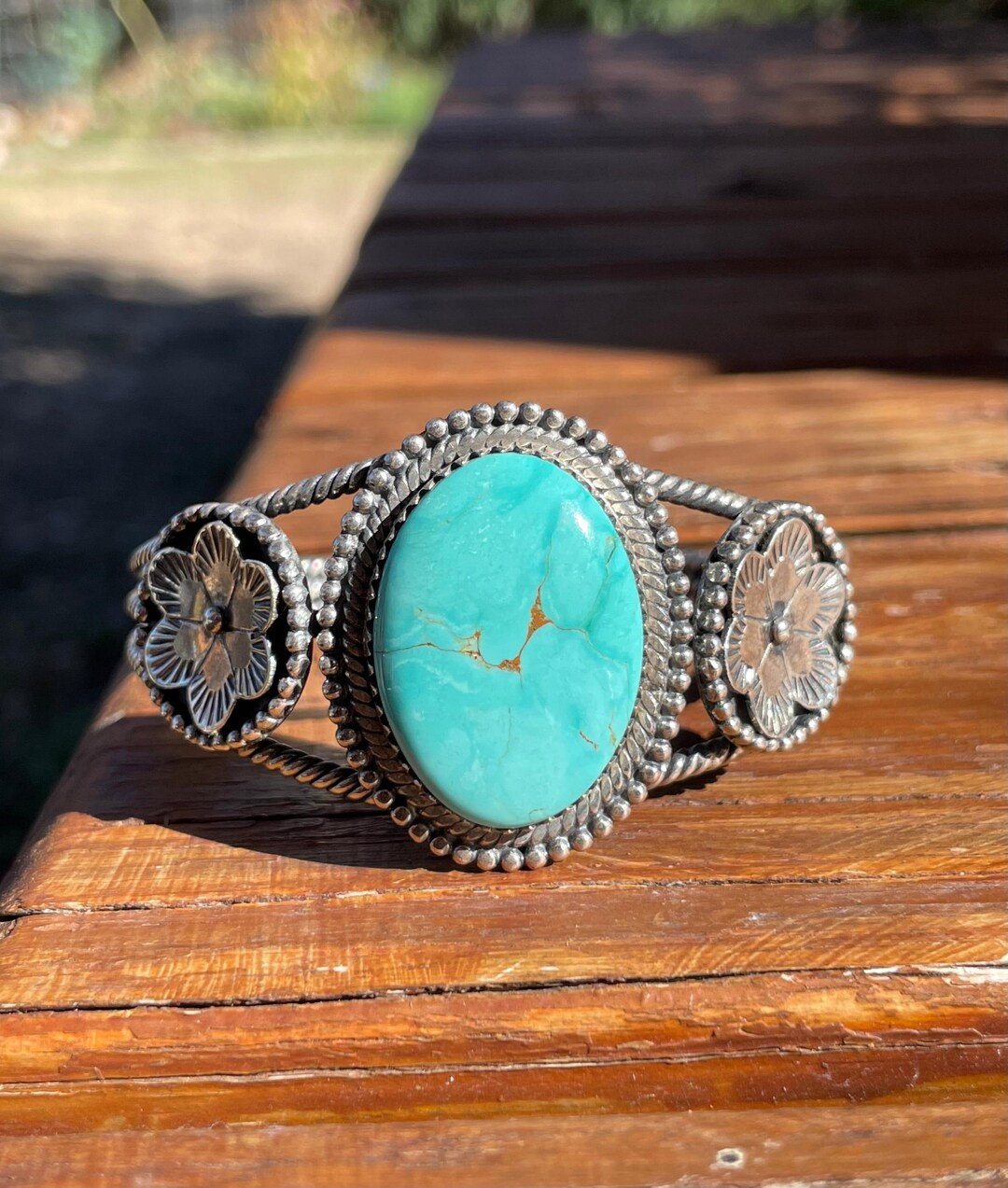 Kingman Turquoise Cuff Bracelet | Sterling Silver B882 - Etsy