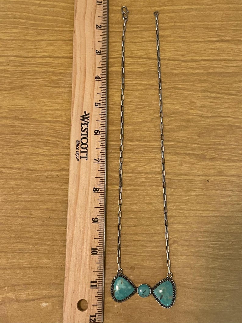 Kingman Turquoise Bar Necklace | Sterling Silver E942 - Etsy