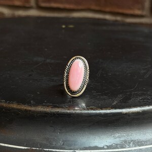 ピンクコンクオーバルリング | 925スターリングシルバー | サイズ6