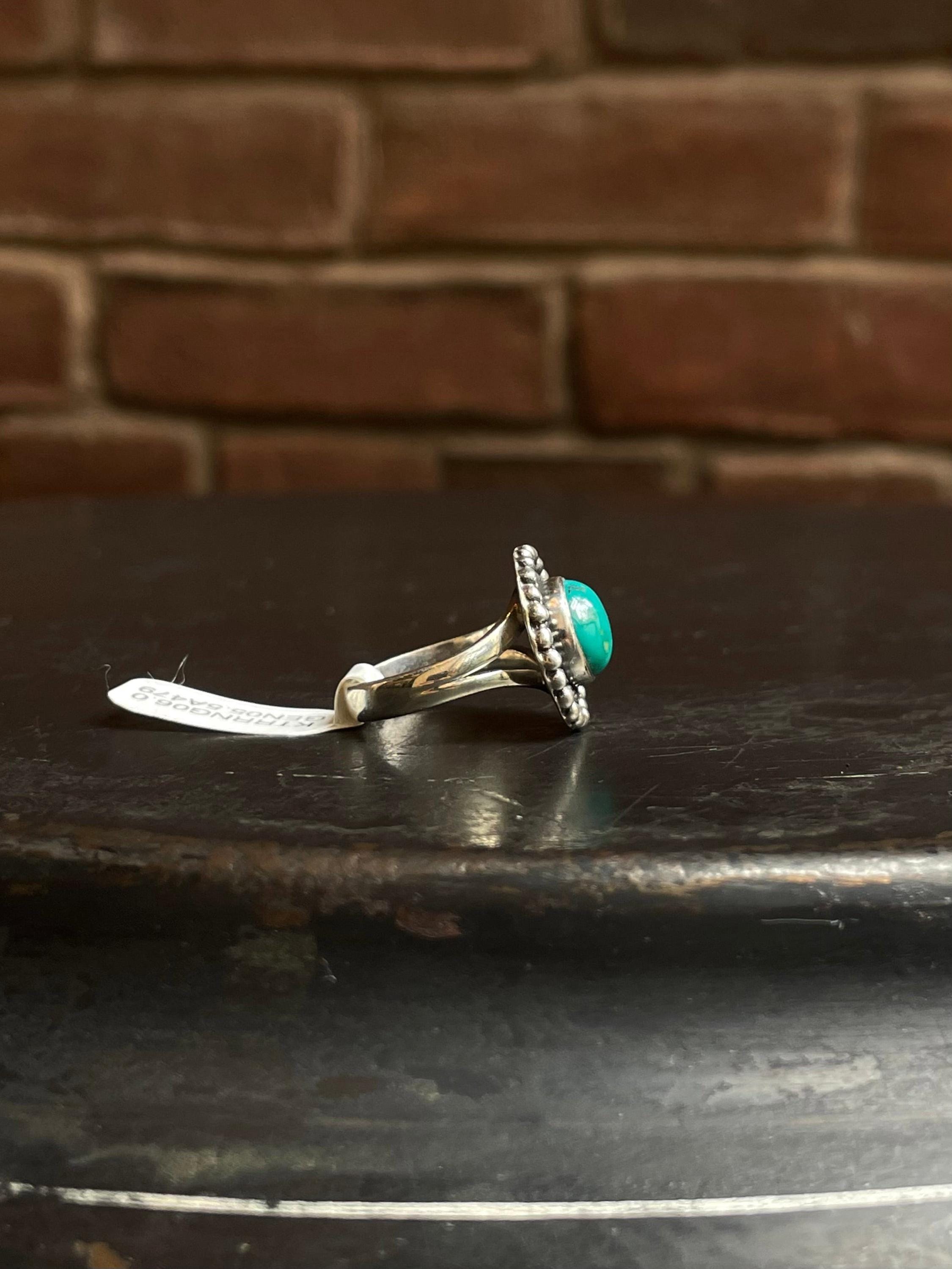 Kingman Turquoise Round Ring | Sterling Silver | Size 6 | A479 - Etsy