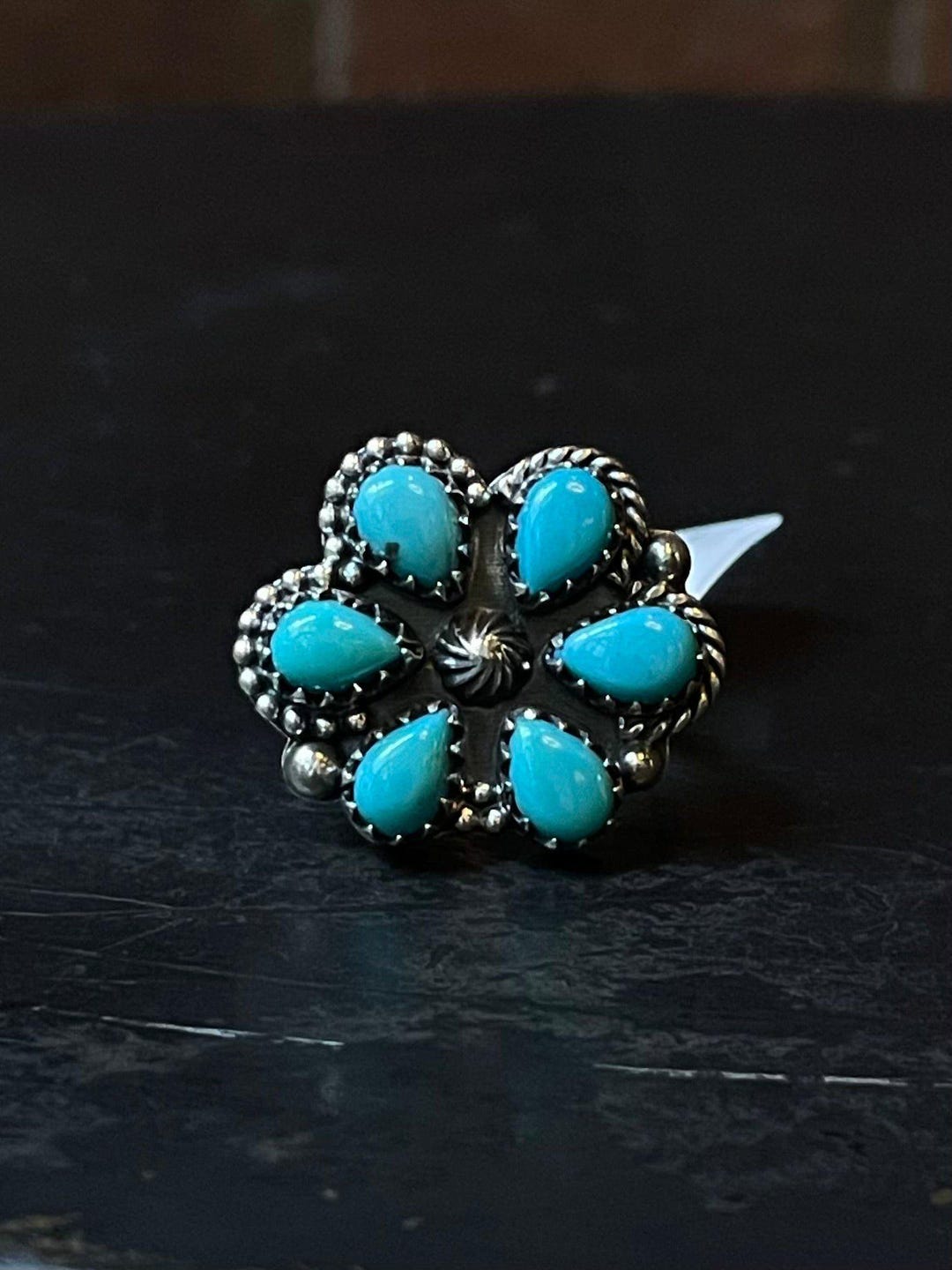 Kingman Turquoise Cluster Ring | Sterling Silver | Size 7 | A147 - Etsy