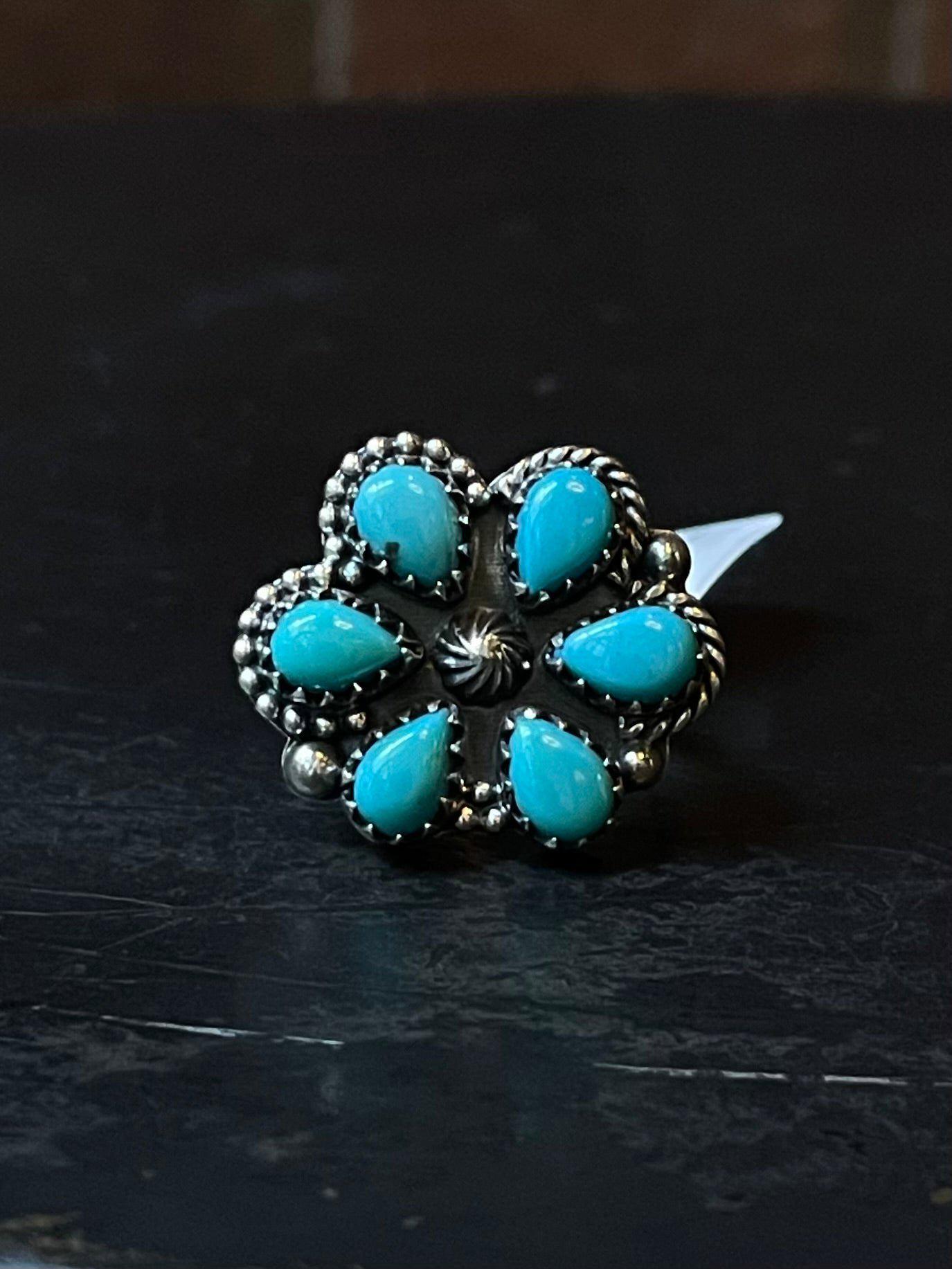 Kingman Turquoise Cluster Ring | Sterling Silver | Size 7 | A147 - Etsy