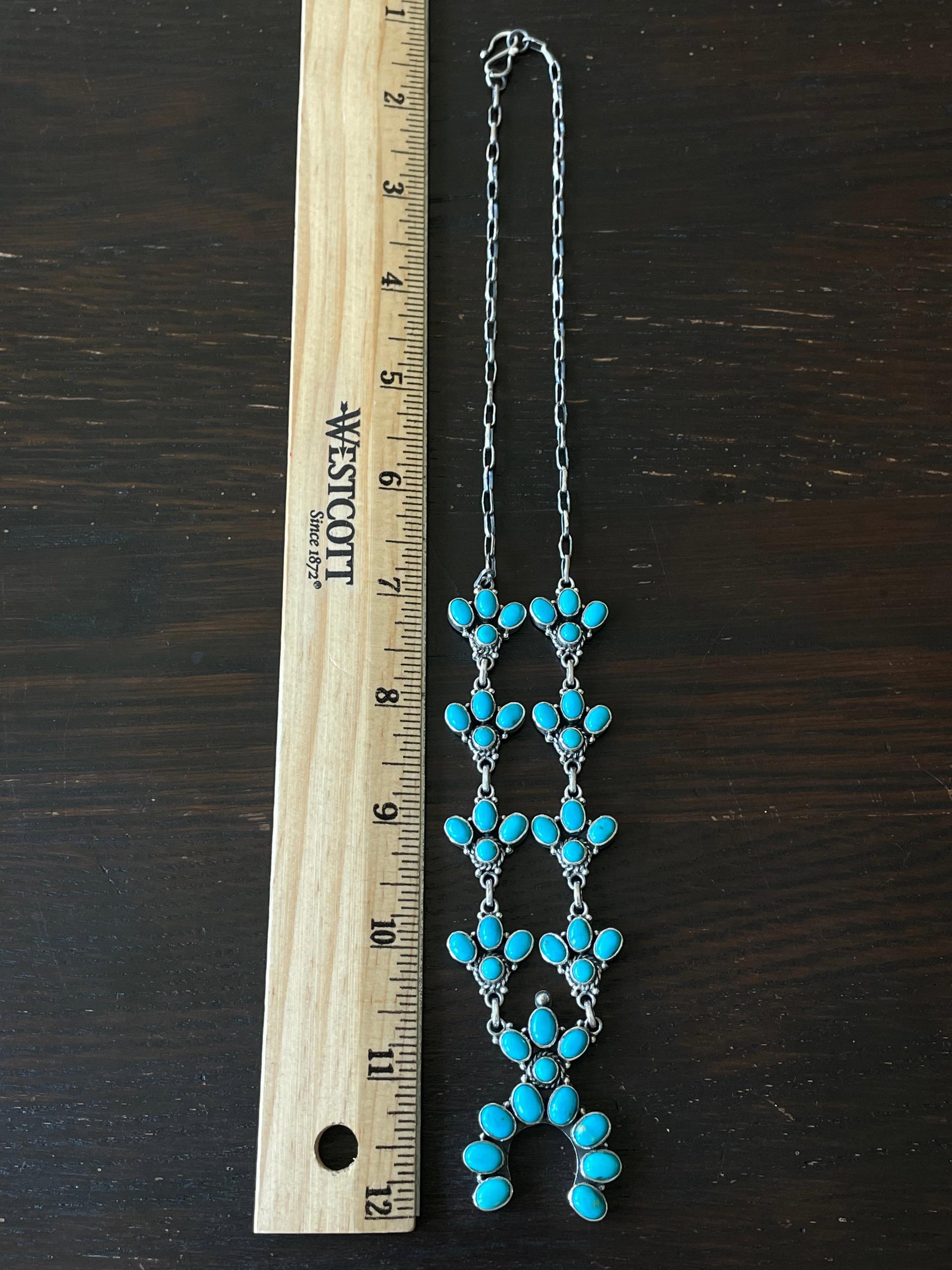 Kingman Turquoise Naja Cluster Necklace | Sterling Silver E833 - Etsy