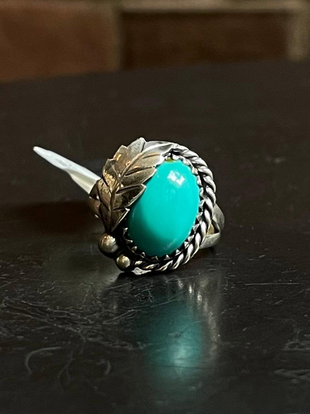 Kingman Turquoise Oval Leaf Ring | Sterling Silver | Size 6 | A278 - Etsy